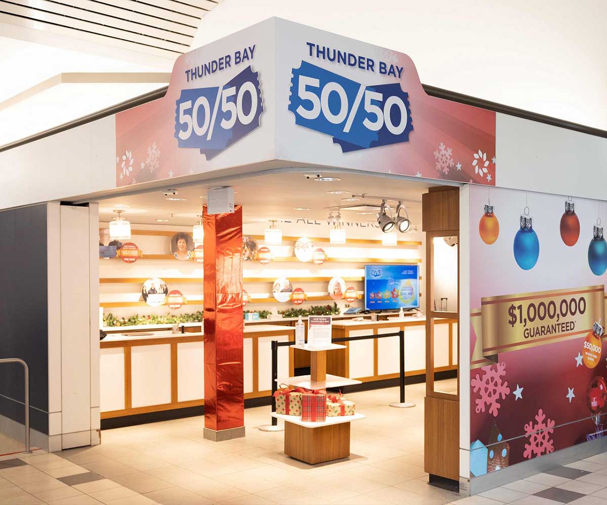 The first Thunder Bay 50/50 Pop-up Store at Intercity Shopping Centre, December 2022