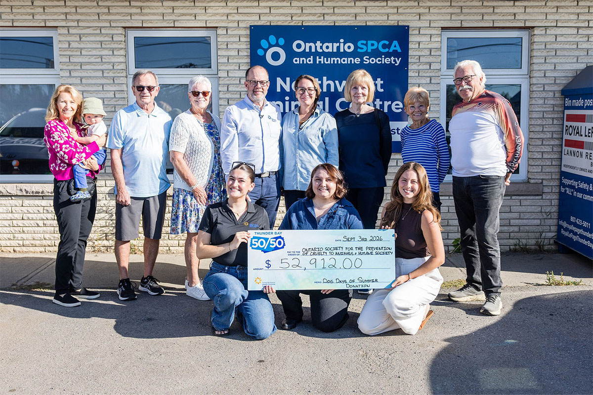 Thunder Bay 50/50 Supporters Raise $52,912 for the Northwest Animal Centre